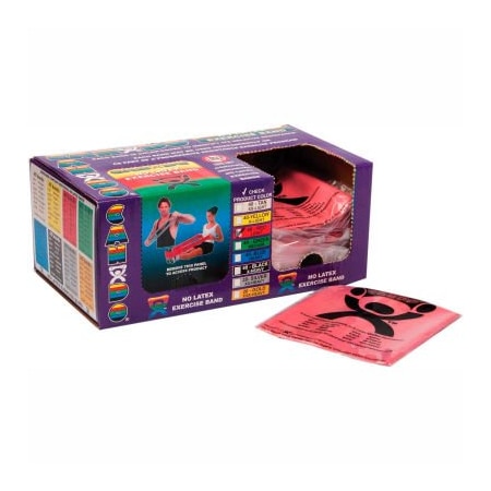 Fabrication Enterprises CanDo Latex Free Pre-Cut Exercise Band, Light, Red, 48"L Strips, Box of 40 1367013